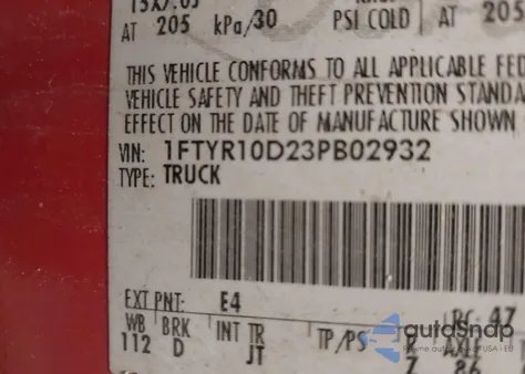 2003 Ford Ranger Xl/Xlt from USA, damaged, VIN 1FTYR10D23PB02932